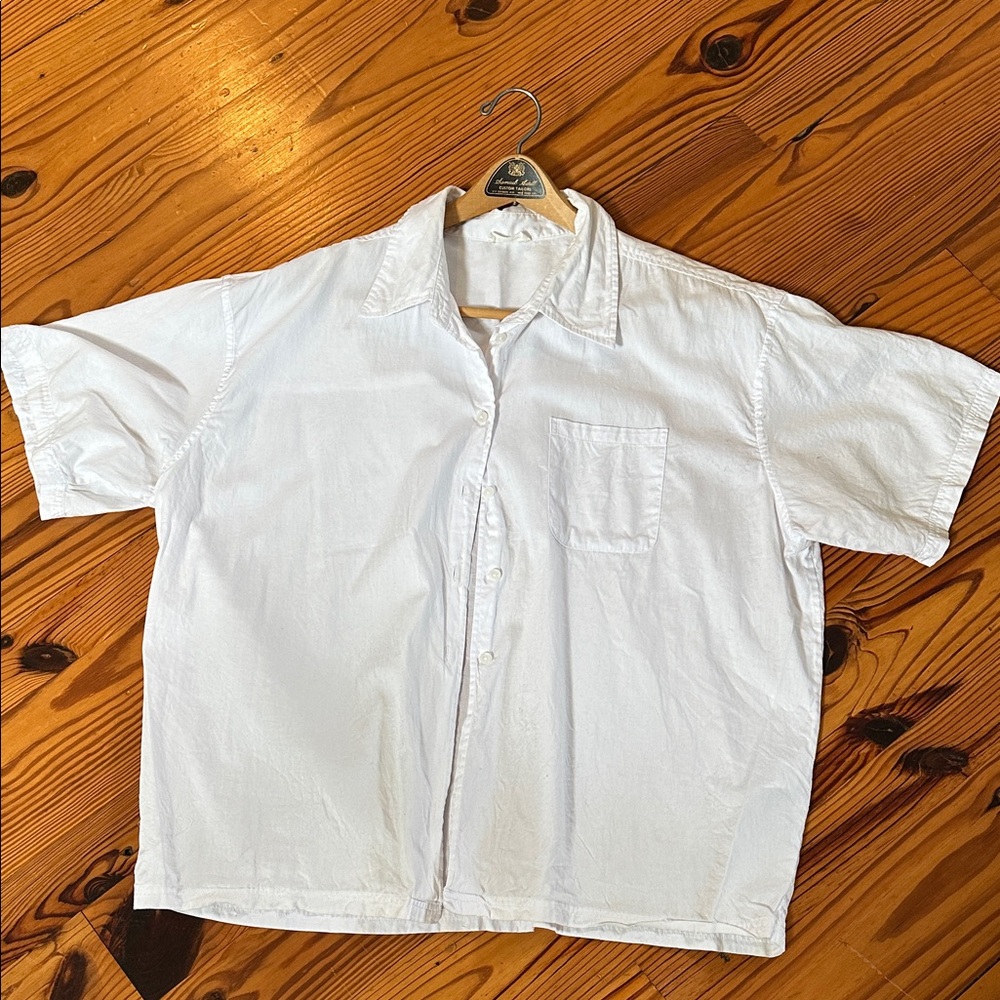 American Vintage Classic White Men's Shirt Button Down Boxy Silhouette M/L